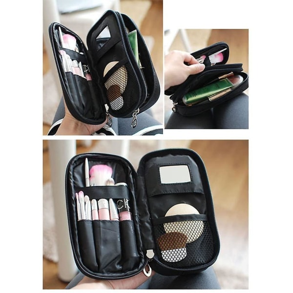 Makeup Bag med Speil Hold Børster Profesjonell multifunksjonell