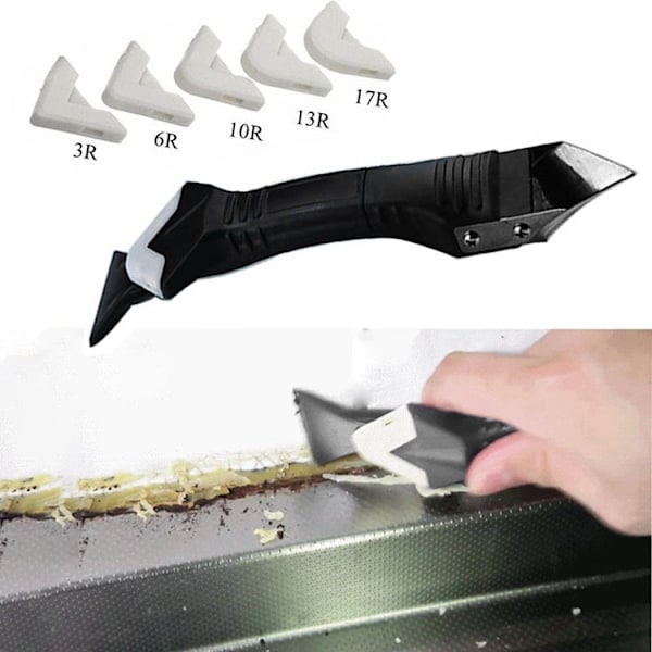 Fogpistol, 3 i 1 Silikonfogspistol Verktygssats (Rostfritt Stål)