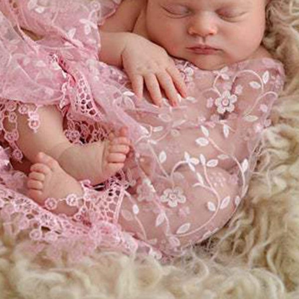Baby Photo Rekvisitter 3 Stk Beige+Rosa Baby Fluffy Blanket+Newborn Wr