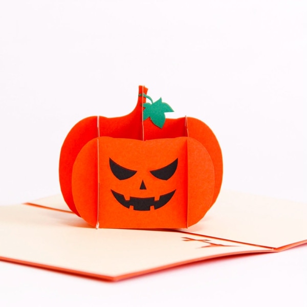 5 stk Halloween Pop-up-kort med sint gresskar, kreativ håndlaget papir