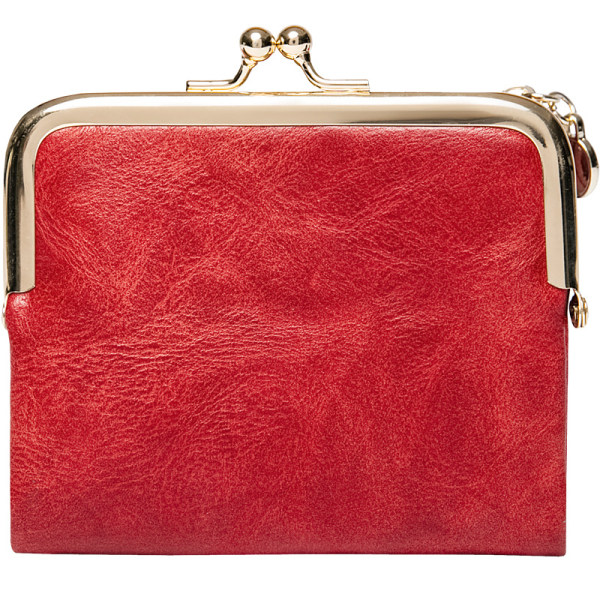 Liten plånbok för kvinnor (röd) Liten vintage i PU-läder för kvinnor