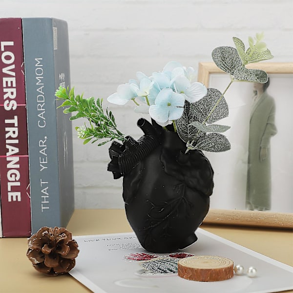 Hvit hjerteformet blomsterbeholder vase tørket kroppsskulptur Res