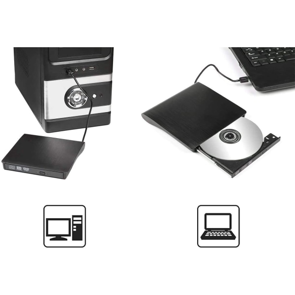 USB 3.0 Slim Drive Ekstern DVD-brenner 9,5 mm DVD RW-stasjon (plugg