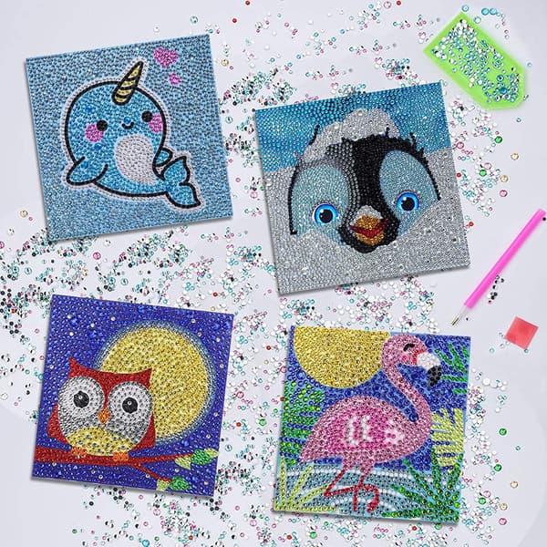 Fire pakker ugle-serie børn DIY 5D diamantmaleri efter numre sæt