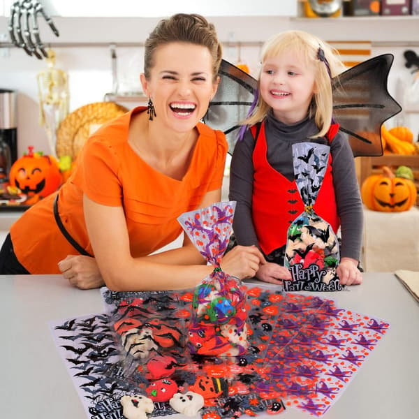 200 st Halloween Cellophane Godispåsar, Godispåsar Fladdermöss Pumpa