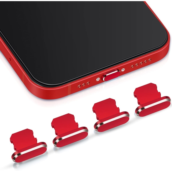 (Punainen) 4 pölytulppaa, jotka ovat yhteensopivat iPhone 11, 12 Dustproof Charginin kanssa