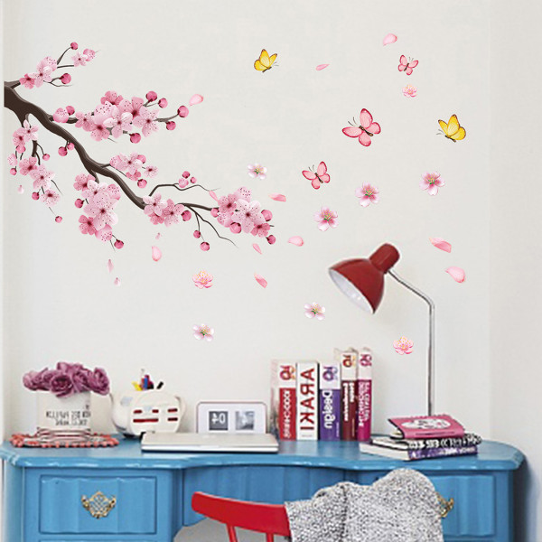 Wall Stickers Pink Cherry Blossoms Wall Stickers Veggdekaler for