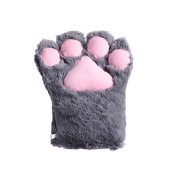 Plysj Cat Paw Cosplay Performance Props Cat Paw Gloves 2stk-grå