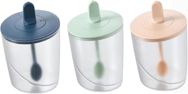 Blå, grön, rosa - 3-pack behållare för kryddor, lufttäta plastbehållare