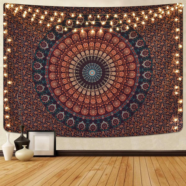 Bohemisk Mandala Väggbonad Hippie Väggbonader Psykedelisk Påfågel