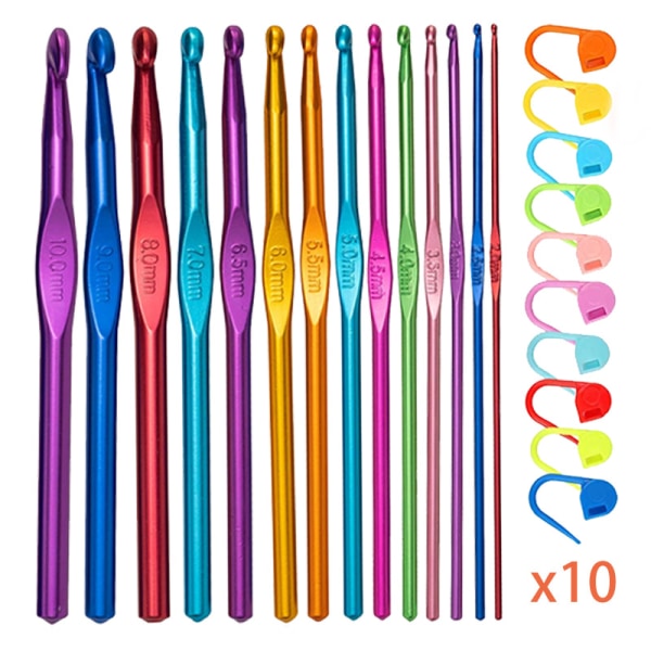 006-Aluminum Crochet Hook Set Knitting Tools Multicolor Crochet