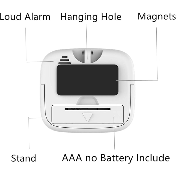 Magnetisk køkkentimer med stort LCD-display, med stopur, L