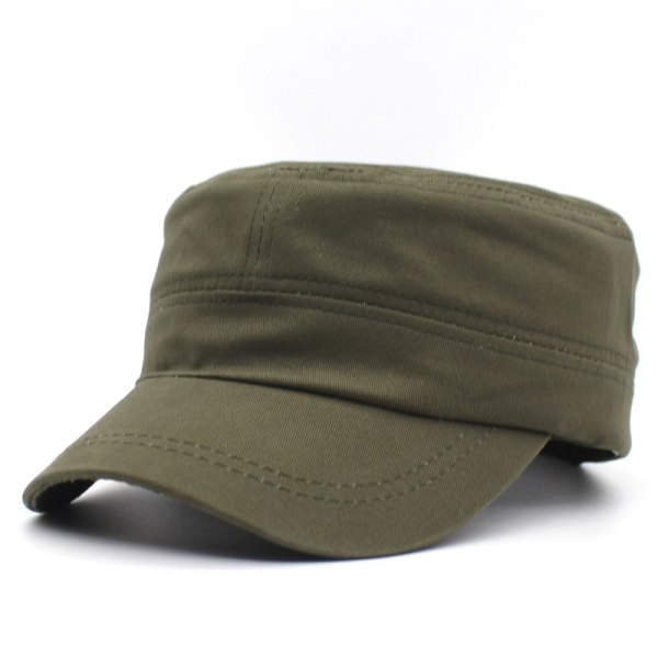 Ensfarget flat topp unisex caps (Army Green), justerbar mote