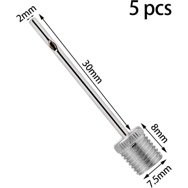 5-pack ballongpumpinflationsnål i rostfritt stål