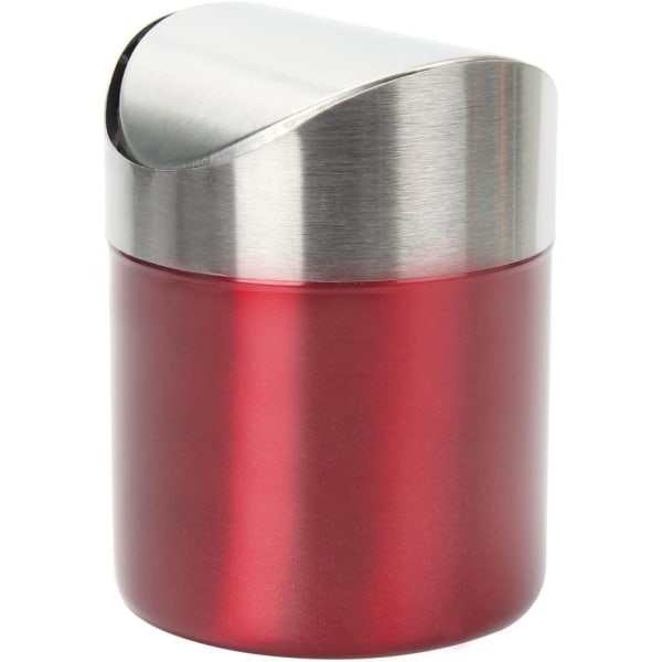 Red Wine-Mini Stainless Steel Trash Bin with Convenient Swing Li