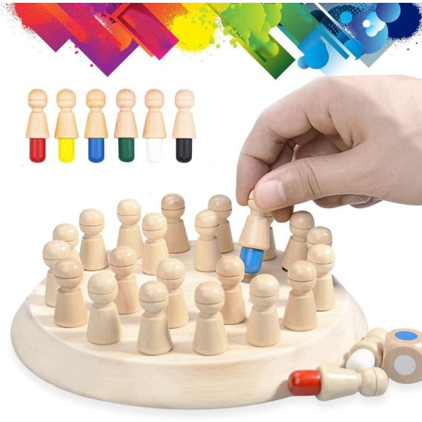 Memory Match Stick Trä Schackspel, Hirger Färg Minne Schack
