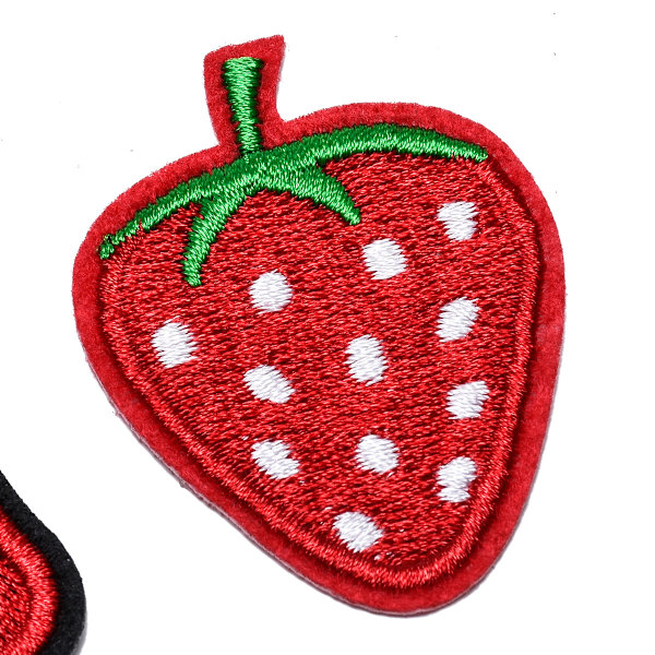 Sæt med 16, jordbær, smukke broderede patches til at stryge på og sy