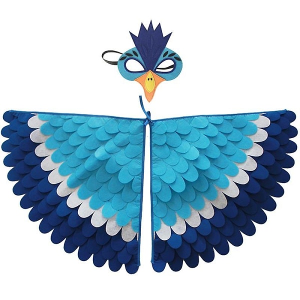 Birds Wings Kostumesæt Halloween Peacock Papegøjekappe med F