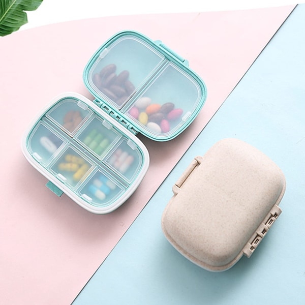 Pill Boxes,Medication Box,2 PCS Daily Pocket Pill Box,Wheat Stra