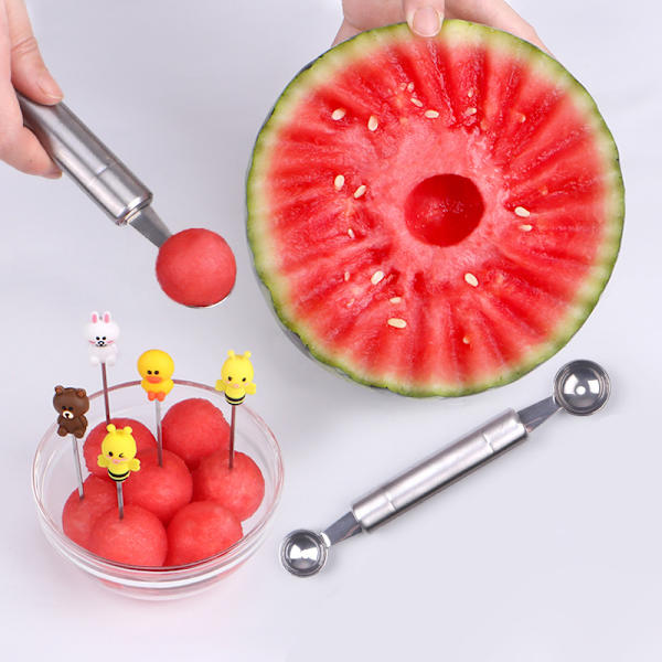 Rustfrit stål vandmelon frugt skåret dobbelt hoved pulp ske frui