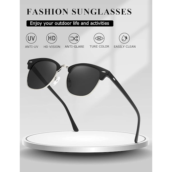 Polariserade solglasögon Unisex Retro Semi-Rimless