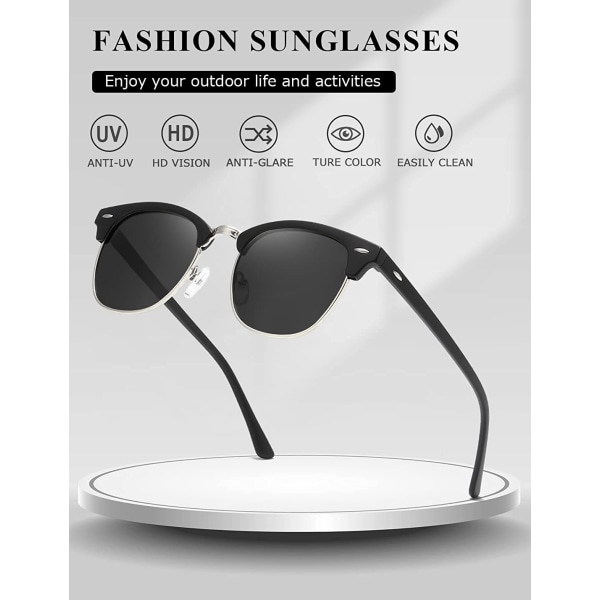 Polarisoidut aurinkolasit Unisex Retro Semi-Rimless