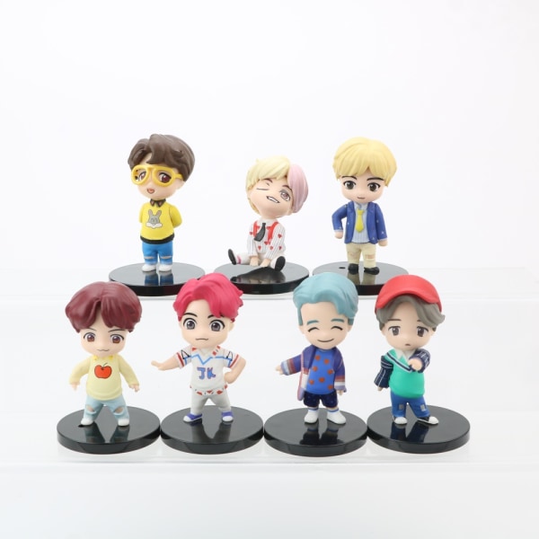 7-delt BTS Mini Idol Luksus Karakter Spil Sæt Kage Top BTS Dreng