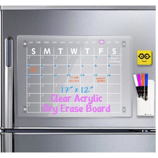 1pc, 43*30cm Magnetic Acrylic Weekly Planner, Clear Magnetic Fri