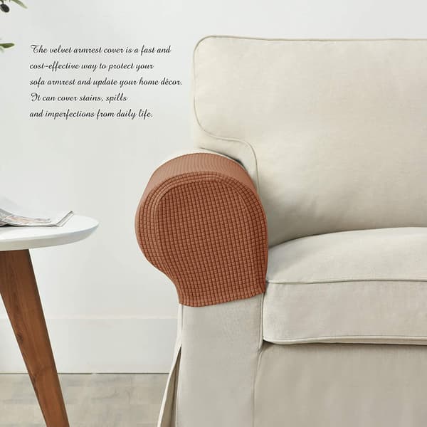 2 stk. Stretch sofa armlæn fuld wrap sofa beskytter (Coffee