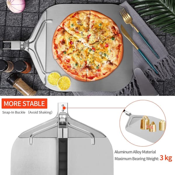 Pizzaspade, Profesjonell Perforert Pizzaspade 32 x 32 cm, Stor Overflateholder, med Brett