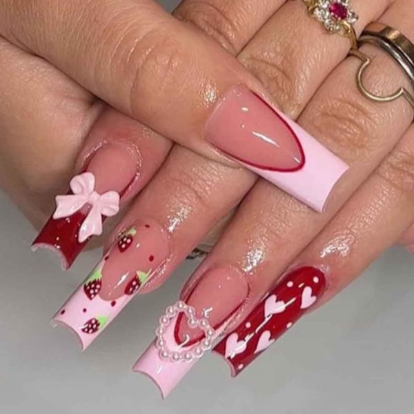 3D Blomst Kunstige Negl - 24stk (Stil 1)