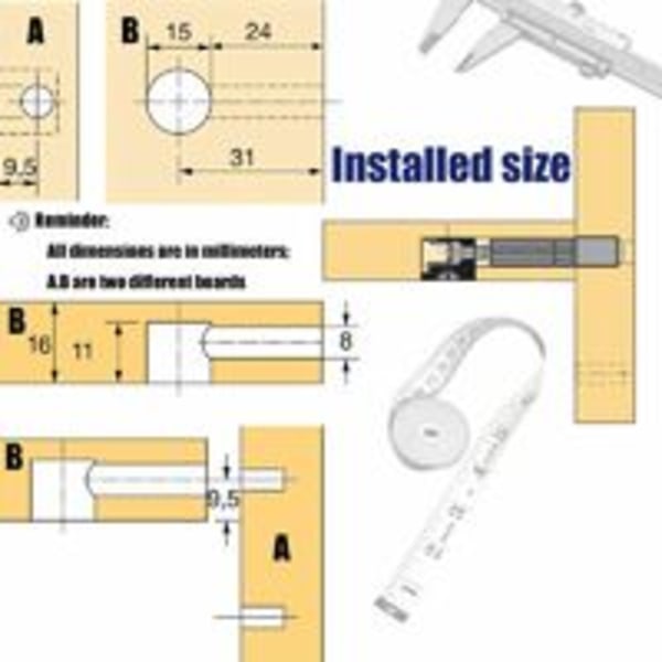 40 sett kamkoblinger Ø15mm Møbelskap Panelforbindelse M6X