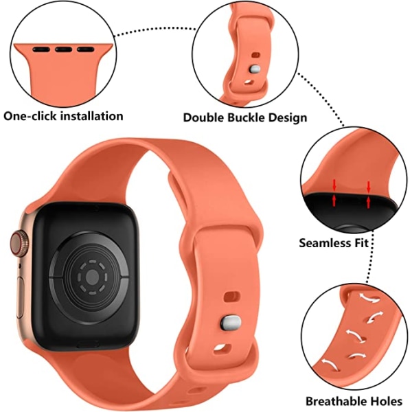 Silikonarmband (korallrosa, stor) kompatibel med Apple Watch s