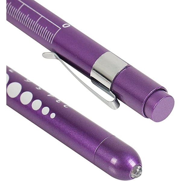 2 diagnostista lääketieteellistä kynävaloa (violetti+vaaleanpunainen), mini uudelleenkäytettävä LED