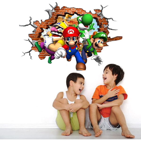 Et 33,3 cm × 47 cm vægklistermærke Mario-plakat, vægdekoration Sup
