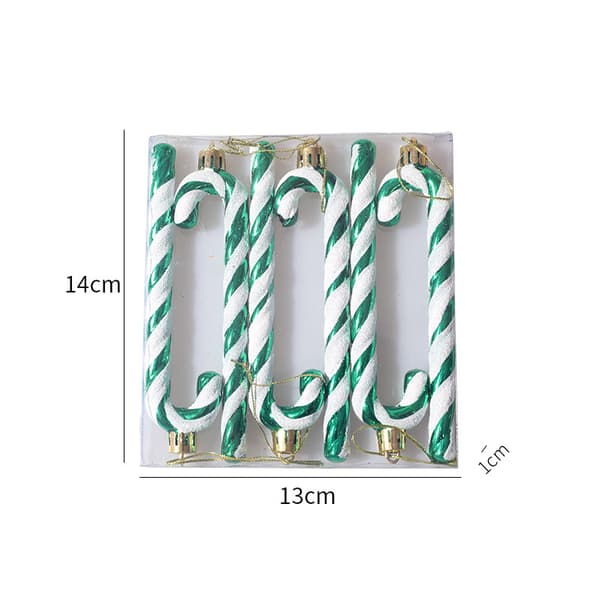 6-13cm Glitter Julepynt/Julekuler i Form av Sukkerstang (Rød og Hvit)