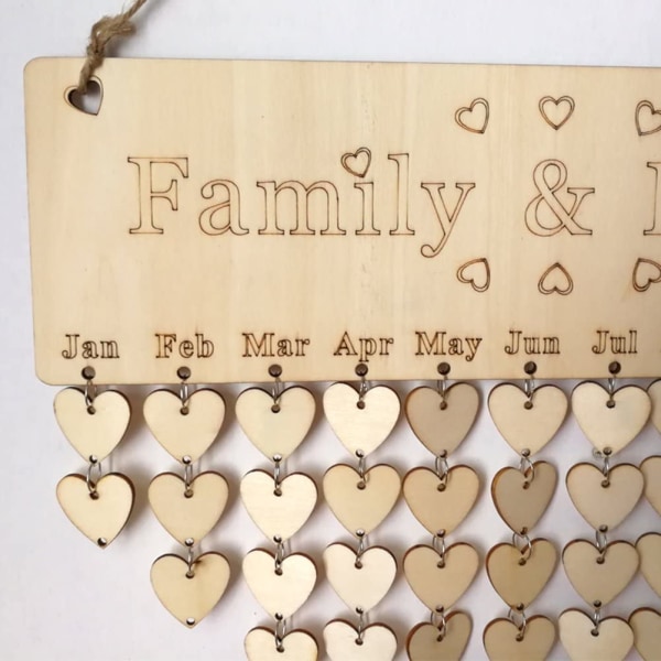 Familievenner Bursdagspåminnelseskalender DIY treplakett