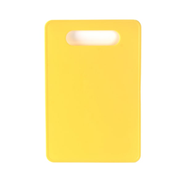 Keltainen – muovinen leikkuulauta kahvalla, elintarviketurvallinen, D