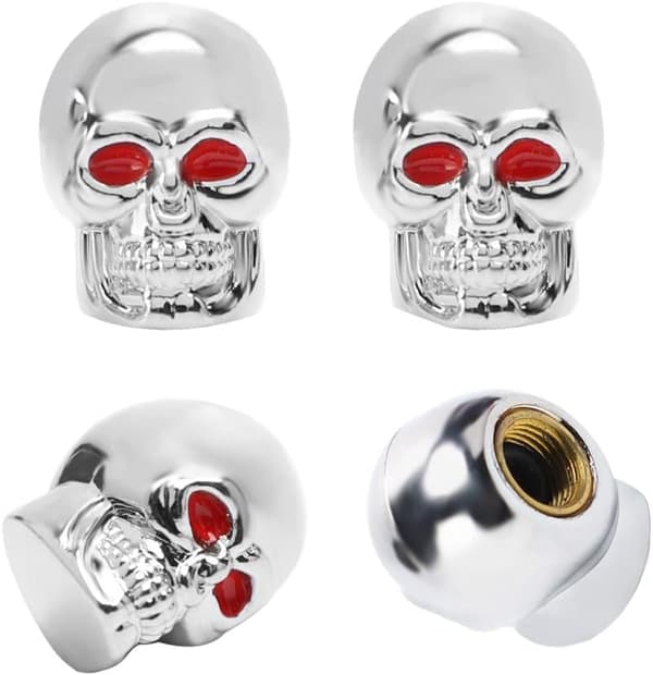4 stk. Chrome Skull Ventilhetter Deksel Deksel Bil Tilbehør Unive