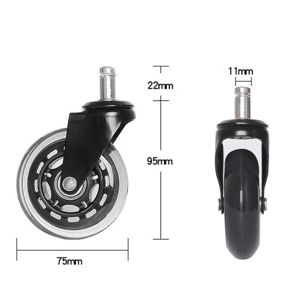 5 stk. kontorstolshjul - udskiftningshjul i gummi - universal