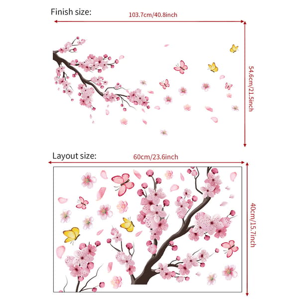 Väggdekaler Rosa körsbärsblommor Väggdekaler Väggdekaler för