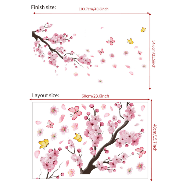 Wall Stickers Pink Cherry Blossoms Wall Stickers Veggdekaler for