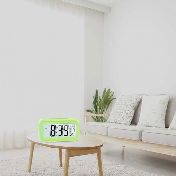 (Grön) LCD Digital Väckarklocka, Smart Digital Väckarklocka med T