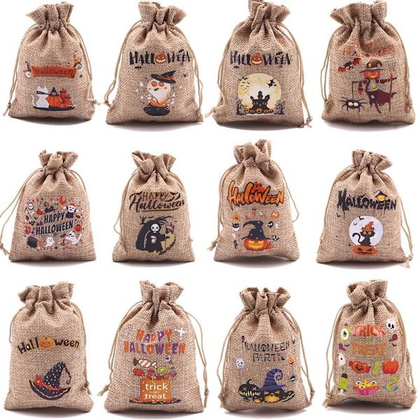 50 kpl (15 x 20 cm) Juuttilaukut Halloween Trick Or Treat Juutti