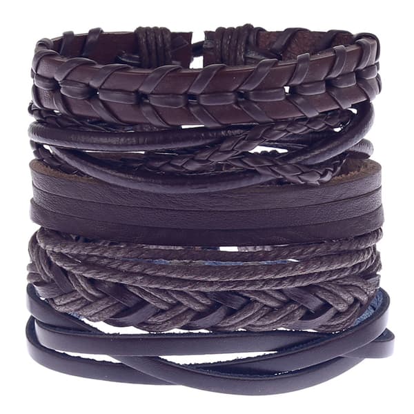 5PCS Läderarmband för Män Kvinnor Flätad Rep Manschett Armband
