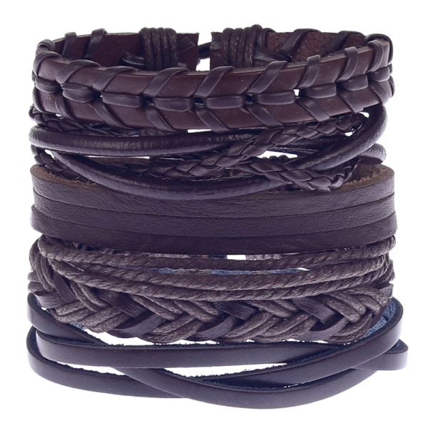 5PCS Leather Bracelets for Men Women Braided Rope Cuff Bracelet