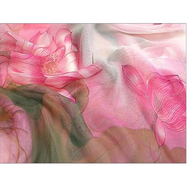 Tunn sommarsjal, halssjal, festlig, sjal, grön rosa blommig (160x50 cm), damsjal, vacker Green