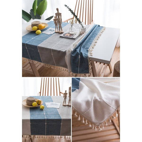 Pellava-puuvillainen suorakaiteen muotoinen pöytäliina, suorakaiteen muotoinen pöytä C