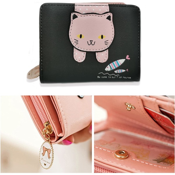 Pieni söpö lompakko, sarjakuva kissatytön kolikkokukkaro, nahkakolikko