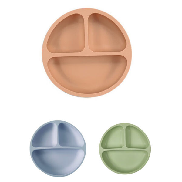 (Grå Blå/Grön/Beige) Silikonplattor med Sugkopp för Spädbarn